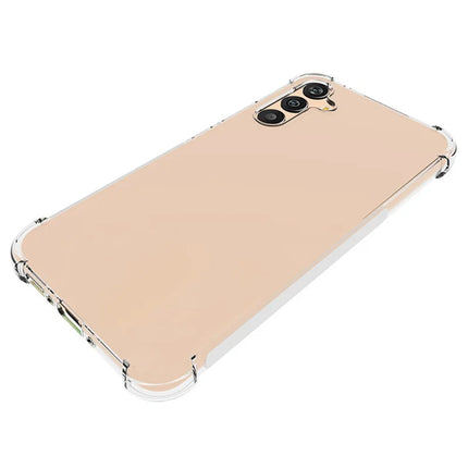 WANLONFENG WL Series for Samsung Galaxy A34 5G Case 2.0mm Clear TPU Cover with Tempered Glass Film (Big Lens Hole)