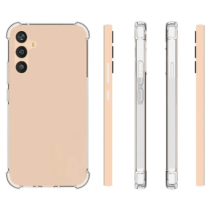 WANLONFENG WL Series for Samsung Galaxy A34 5G Case 2.0mm Clear TPU Cover with Tempered Glass Film (Big Lens Hole)