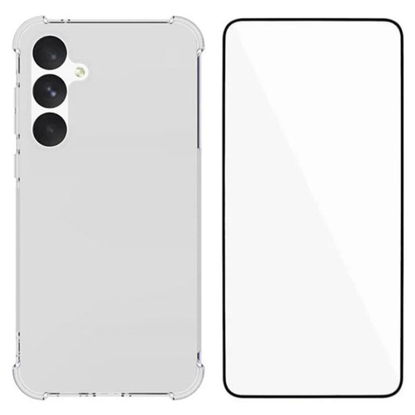 ShopCaseCart Shockproof Case Samsung Galaxy A55 5G Protective cover 2.0mm Clear TPU Guard with Tempered Glass Film (Big Lens Hole)