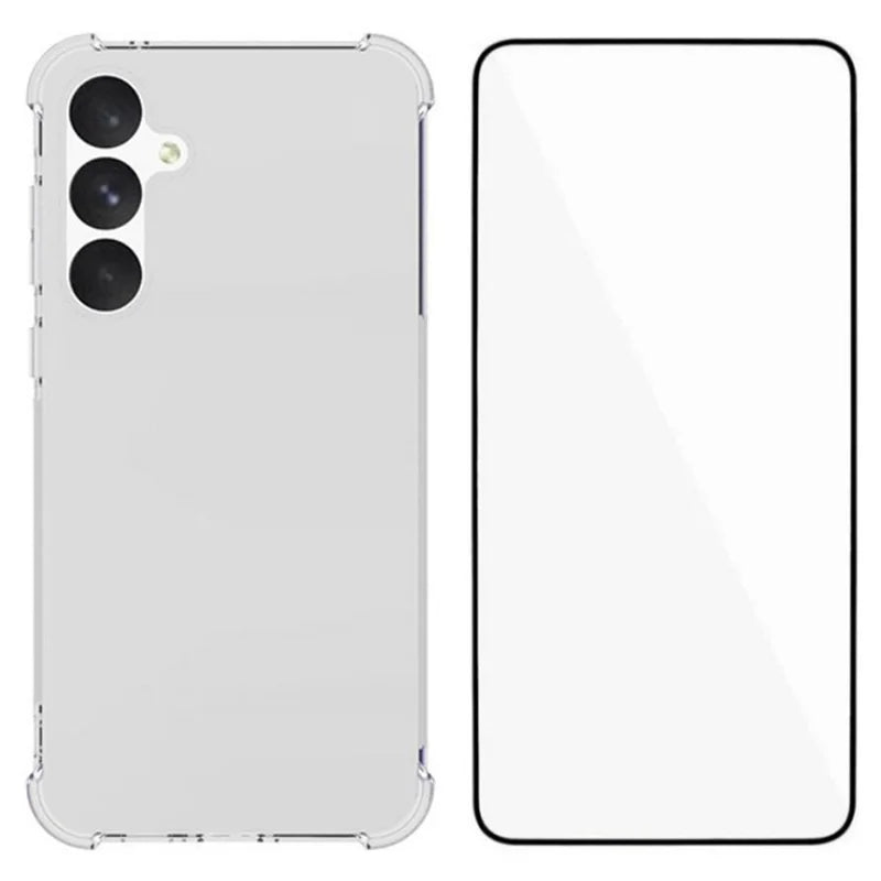 ShopCaseCart Shockproof Case Samsung Galaxy A55 5G Protective cover 2.0mm Clear TPU Guard with Tempered Glass Film (Big Lens Hole)