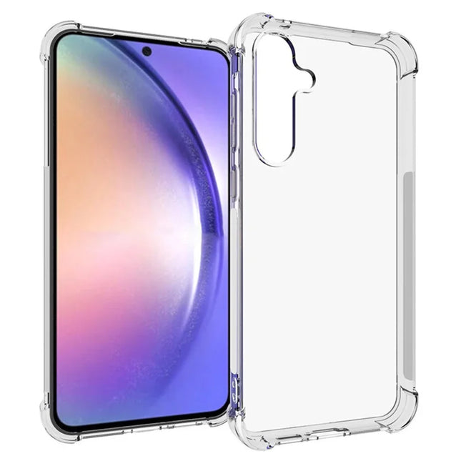 WANLONFENG WL Series for Samsung Galaxy A55 5G Case 2.0mm Clear TPU Cover with Tempered Glass Film (Big Lens Hole)