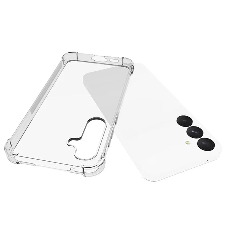 ShopCaseCart Shockproof Case Samsung Galaxy A55 5G Protective cover 2.0mm Clear TPU Guard with Tempered Glass Film (Big Lens Hole)