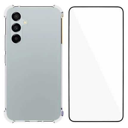 WANLONFENG WL Series for Samsung Galaxy A54 5G Case 2.0mm Clear TPU Cover with Tempered Glass Film (Big Lens Hole)