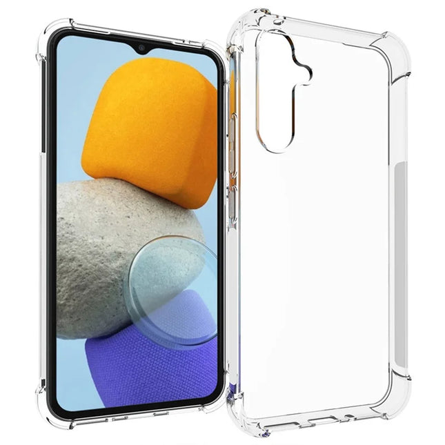 WANLONFENG WL Series for Samsung Galaxy A54 5G Case 2.0mm Clear TPU Cover with Tempered Glass Film (Big Lens Hole)