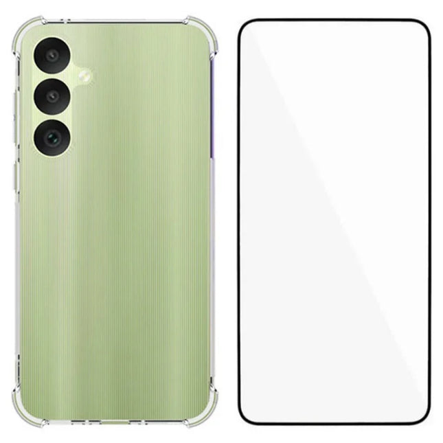 WANLONFENG WL Series for Samsung Galaxy A35 5G Case 2.0mm Clear TPU Cover with Tempered Glass Film (Big Lens Hole)