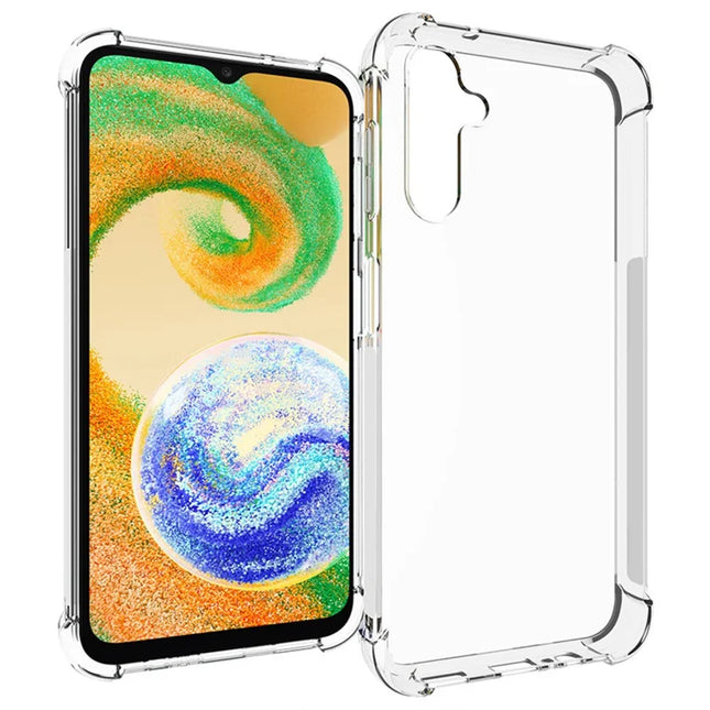 WANLONFENG WL Series for Samsung Galaxy A14 4G / 5G Case 2.0mm Clear TPU Cover with Tempered Glass Film (Big Lens Hole)
