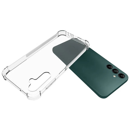 WANLONFENG WL Series for Samsung Galaxy A14 4G / 5G Case 2.0mm Clear TPU Cover with Tempered Glass Film (Big Lens Hole)