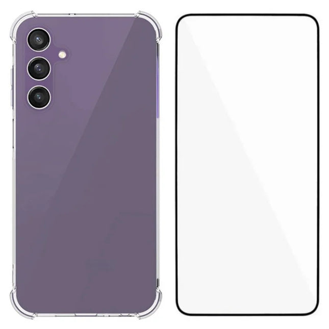 WANLONFENG WL Series for Samsung Galaxy A25 5G (Global) (161.0 x 76.5 x 8.3mm) Case 2.0mm Clear TPU Cover with Tempered Glass Film (Big Lens Hole)