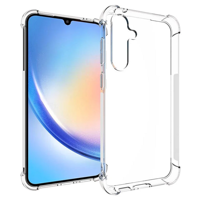 WANLONFENG WL Series for Samsung Galaxy S23 FE Case 2.0mm Clear TPU Cover with Tempered Glass Film (Big Lens Hole)