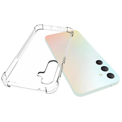 WANLONFENG WL Series for Samsung Galaxy S23 FE Case 2.0mm Clear TPU Cover with Tempered Glass Film (Big Lens Hole)