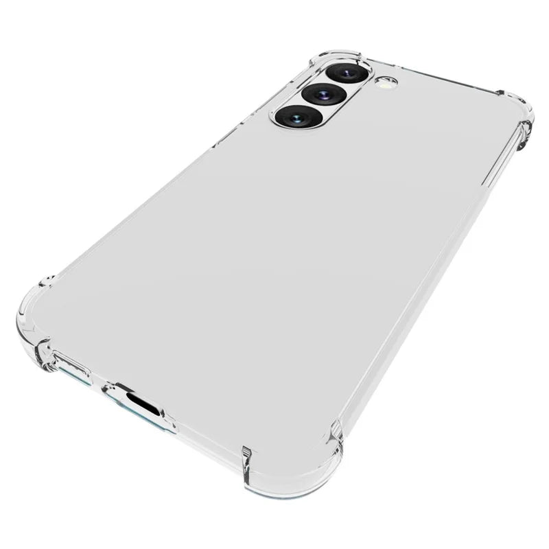 ShopCaseCart Shockproof Case Samsung Galaxy S23 Clear TPU Guard with Tempered Glass Film (Big Lens Hole)