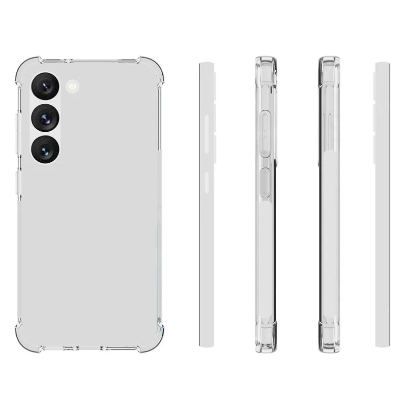 ShopCaseCart Shockproof Case Samsung Galaxy S23 Clear TPU Guard with Tempered Glass Film (Big Lens Hole)