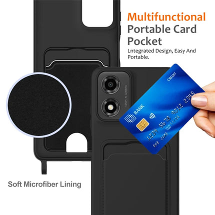 Phone Case For Motorola Moto G24 4G  /  G04s 4G  /  G04 4G  /  E14 4G Liquid Silicone Card Holder Back Cover with Lanyard