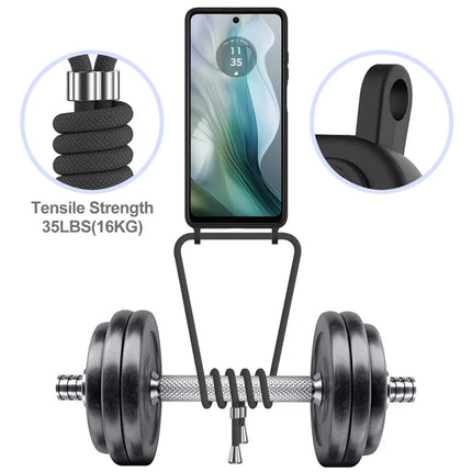 Phone Case For Motorola Moto G24 4G  /  G04s 4G  /  G04 4G  /  E14 4G Liquid Silicone Card Holder Back Cover with Lanyard