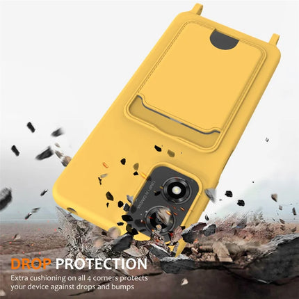 Phone Case For Motorola Moto G24 4G  /  G04s 4G  /  G04 4G  /  E14 4G Liquid Silicone Card Holder Back Cover with Lanyard