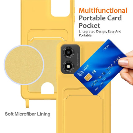 Phone Case For Motorola Moto G24 4G  /  G04s 4G  /  G04 4G  /  E14 4G Liquid Silicone Card Holder Back Cover with Lanyard
