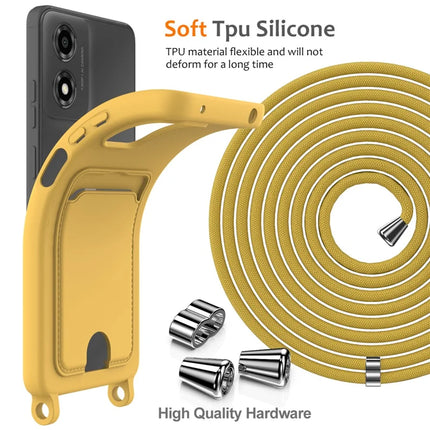 Phone Case For Motorola Moto G24 4G  /  G04s 4G  /  G04 4G  /  E14 4G Liquid Silicone Card Holder Back Cover with Lanyard