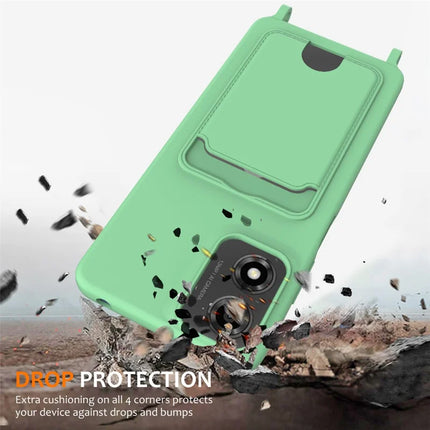 Phone Case For Motorola Moto G24 4G  /  G04s 4G  /  G04 4G  /  E14 4G Liquid Silicone Card Holder Back Cover with Lanyard