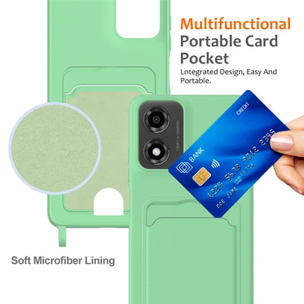 Phone Case For Motorola Moto G24 4G  /  G04s 4G  /  G04 4G  /  E14 4G Liquid Silicone Card Holder Back Cover with Lanyard