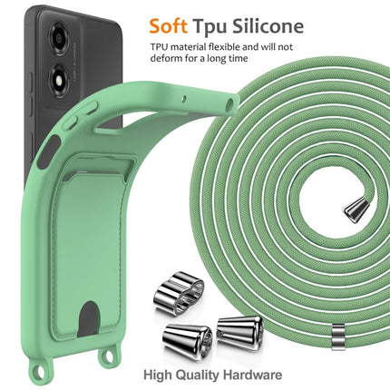 Phone Case For Motorola Moto G24 4G  /  G04s 4G  /  G04 4G  /  E14 4G Liquid Silicone Card Holder Back Cover with Lanyard