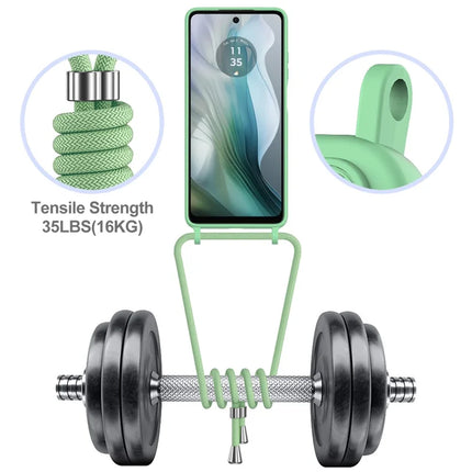 Phone Case For Motorola Moto G24 4G  /  G04s 4G  /  G04 4G  /  E14 4G Liquid Silicone Card Holder Back Cover with Lanyard