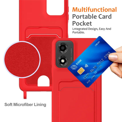 Phone Case For Motorola Moto G24 4G  /  G04s 4G  /  G04 4G  /  E14 4G Liquid Silicone Card Holder Back Cover with Lanyard