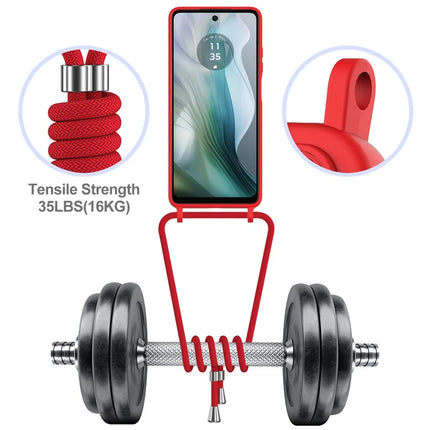 Phone Case For Motorola Moto G24 4G  /  G04s 4G  /  G04 4G  /  E14 4G Liquid Silicone Card Holder Back Cover with Lanyard