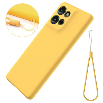 For Motorola Moto G75 5G Case Liquid Silicone Anti-Scratch Phone Cover with Hand Strap