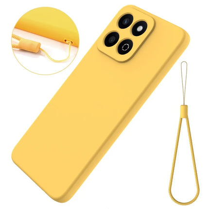 For Honor X7c 4G / 200 Smart 5G Case Liquid Silicone Anti-Scratch Phone Cover with Hand Strap