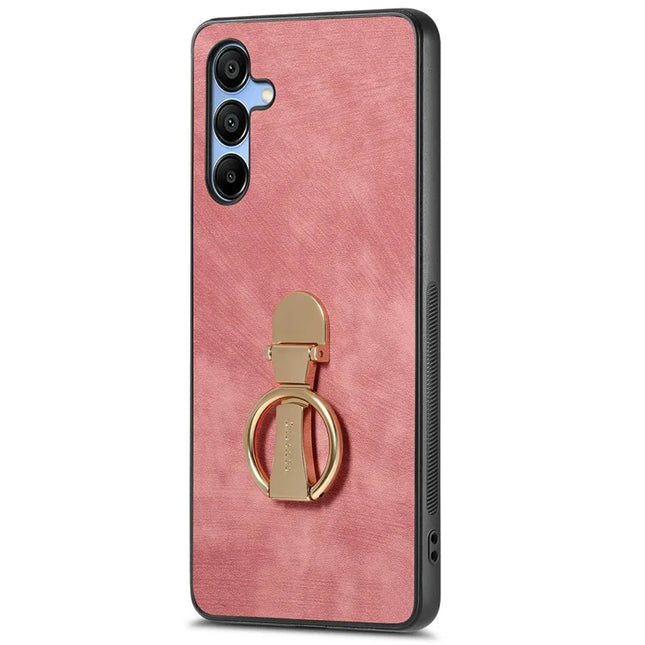 CASENEO D22 For Samsung Galaxy A16 4G / 5G Case Folding Kickstand Retro Leather Back Phone Cover - Pink
