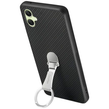 CASENEO C1-19 For Samsung Galaxy A06 Case Folding Kickstand Leather Back Cover Carbon Fiber Texture