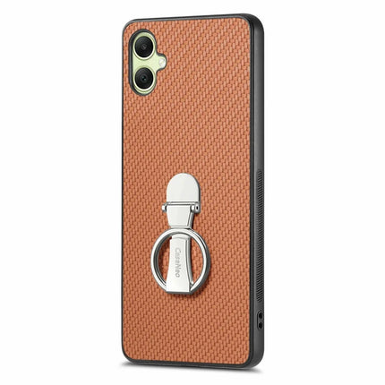 CASENEO C1-19 For Samsung Galaxy A06 Case Folding Kickstand Leather Back Cover Carbon Fiber Texture - Brown