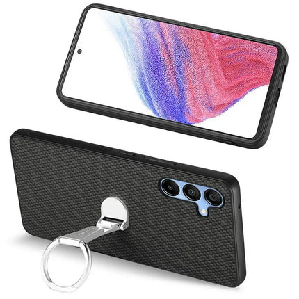 CASENEO C1-19 For Samsung Galaxy A16 4G / 5G Case Folding Kickstand Leather Back Cover Carbon Fiber Texture