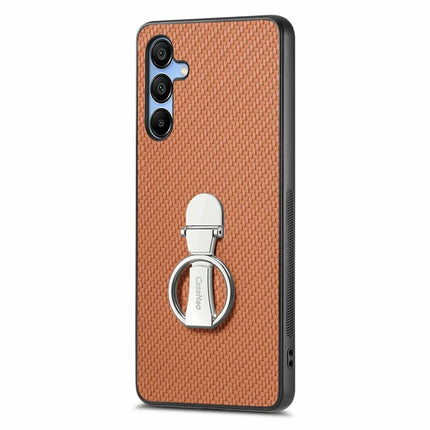 CASENEO C1-19 For Samsung Galaxy A16 4G / 5G Case Folding Kickstand Leather Back Cover Carbon Fiber Texture - Brown