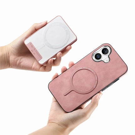 For iPhone 16 Case Compatible with MagSafe Card Bag Leather+TPU Phone Cover