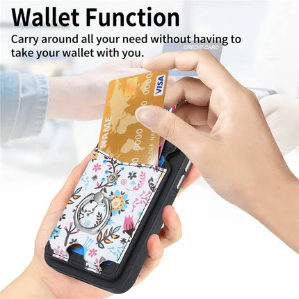 For iPhone 16 Plus Case Compatible with MagSafe Card Bag Leather+TPU Phone Cover