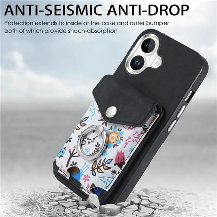 For iPhone 16 Plus Case Compatible with MagSafe Card Bag Leather+TPU Phone Cover
