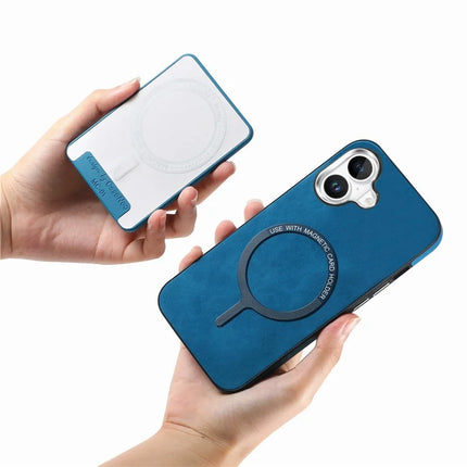 For iPhone 16 Plus Case Compatible with MagSafe Card Bag Leather+TPU Phone Cover