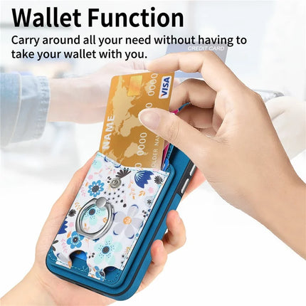 For iPhone 16 Plus Case Compatible with MagSafe Card Bag Leather+TPU Phone Cover