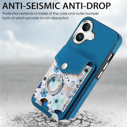 For iPhone 16 Plus Case Compatible with MagSafe Card Bag Leather+TPU Phone Cover