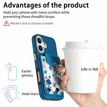 For iPhone 16 Plus Case Compatible with MagSafe Card Bag Leather+TPU Phone Cover