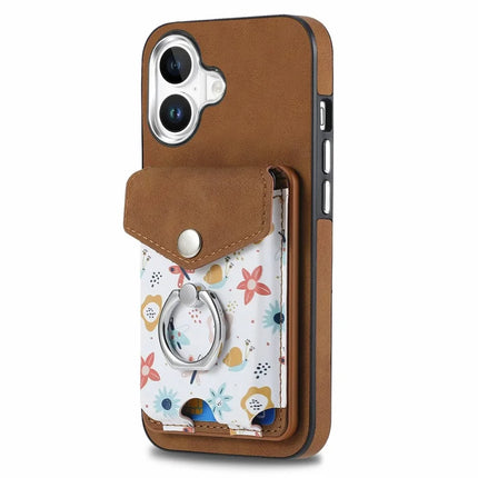 For iPhone 16 Plus Case Compatible with MagSafe Card Bag Leather+TPU Phone Cover