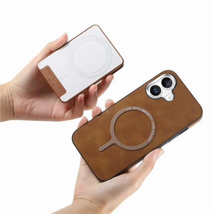 For iPhone 16 Plus Case Compatible with MagSafe Card Bag Leather+TPU Phone Cover