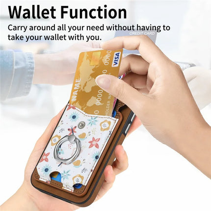 For iPhone 16 Plus Case Compatible with MagSafe Card Bag Leather+TPU Phone Cover