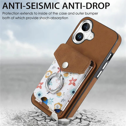 For iPhone 16 Plus Case Compatible with MagSafe Card Bag Leather+TPU Phone Cover