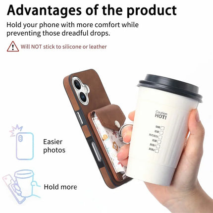 For iPhone 16 Plus Case Compatible with MagSafe Card Bag Leather+TPU Phone Cover