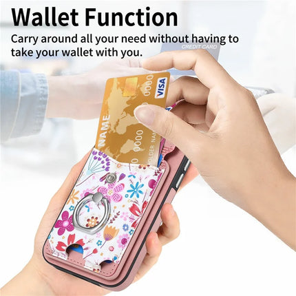 For iPhone 16 Plus Case Compatible with MagSafe Card Bag Leather+TPU Phone Cover