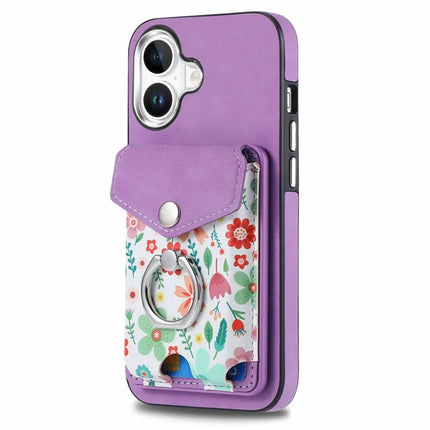 For iPhone 16 Plus Case Compatible with MagSafe Card Bag Leather+TPU Phone Cover