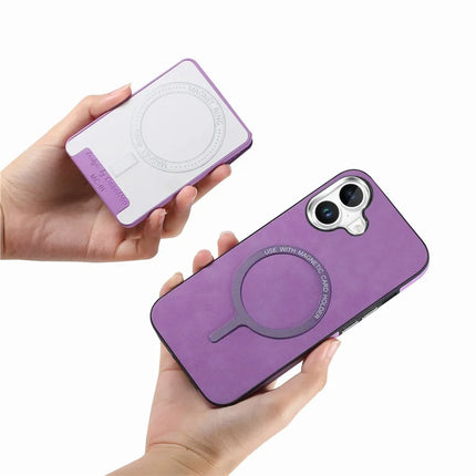 For iPhone 16 Plus Case Compatible with MagSafe Card Bag Leather+TPU Phone Cover