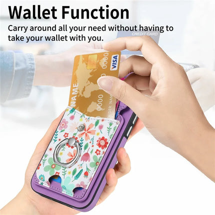 For iPhone 16 Plus Case Compatible with MagSafe Card Bag Leather+TPU Phone Cover